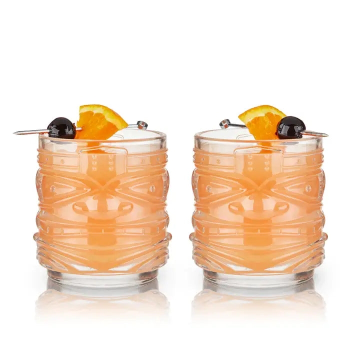 Viski - Pacific™ Stackable Crystal Tiki Cocktail Glasses - Set of 2