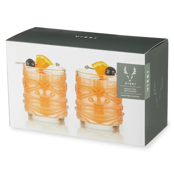 Viski - Pacific™ Stackable Crystal Tiki Cocktail Glasses - Set of 2