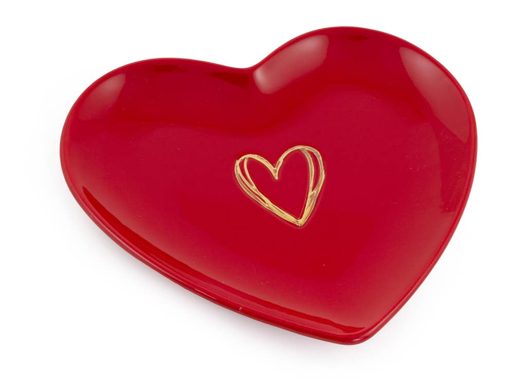 Boston International - Red Heart Ceramic Plate Valentines