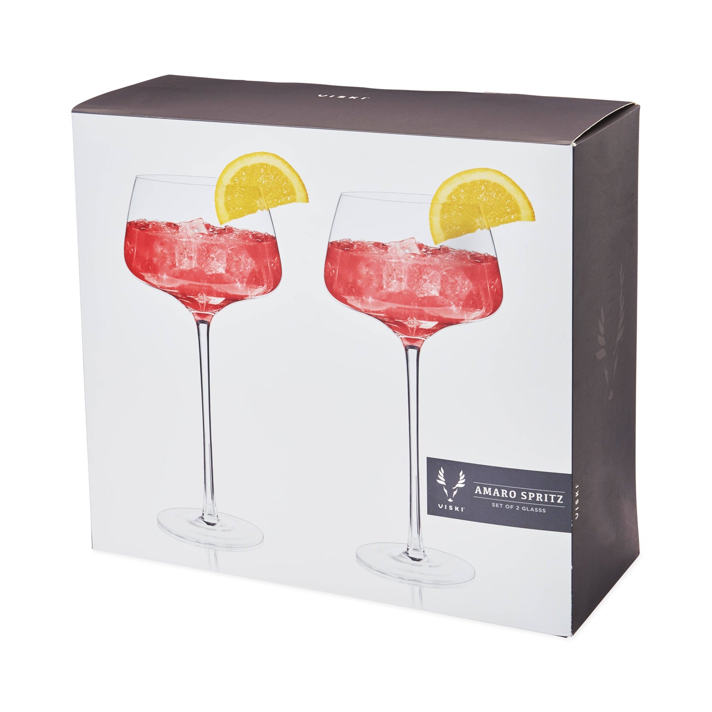 Viski - Raye™ Angled Crystal Stemmed Amaro Spritz Glasses - Set of 2