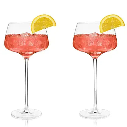 Viski - Raye™ Angled Crystal Stemmed Amaro Spritz Glasses - Set of 2