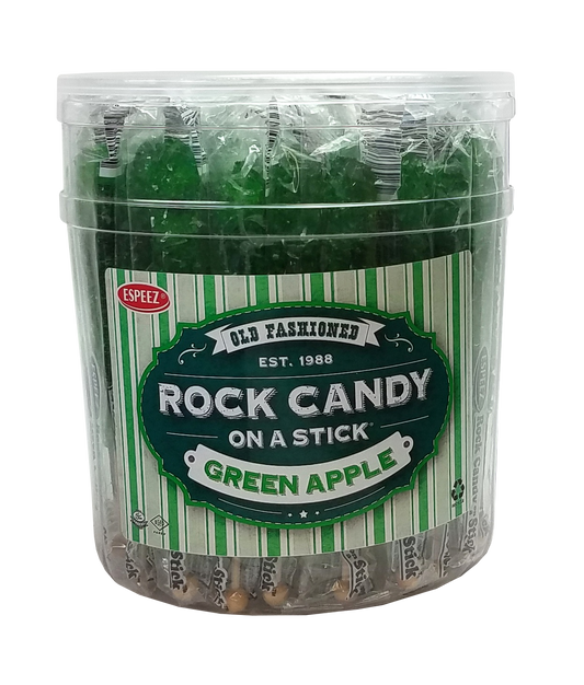 Candy Barn Express - Rock Candy On A Stick - Green Apple - 36 Ct. Tub