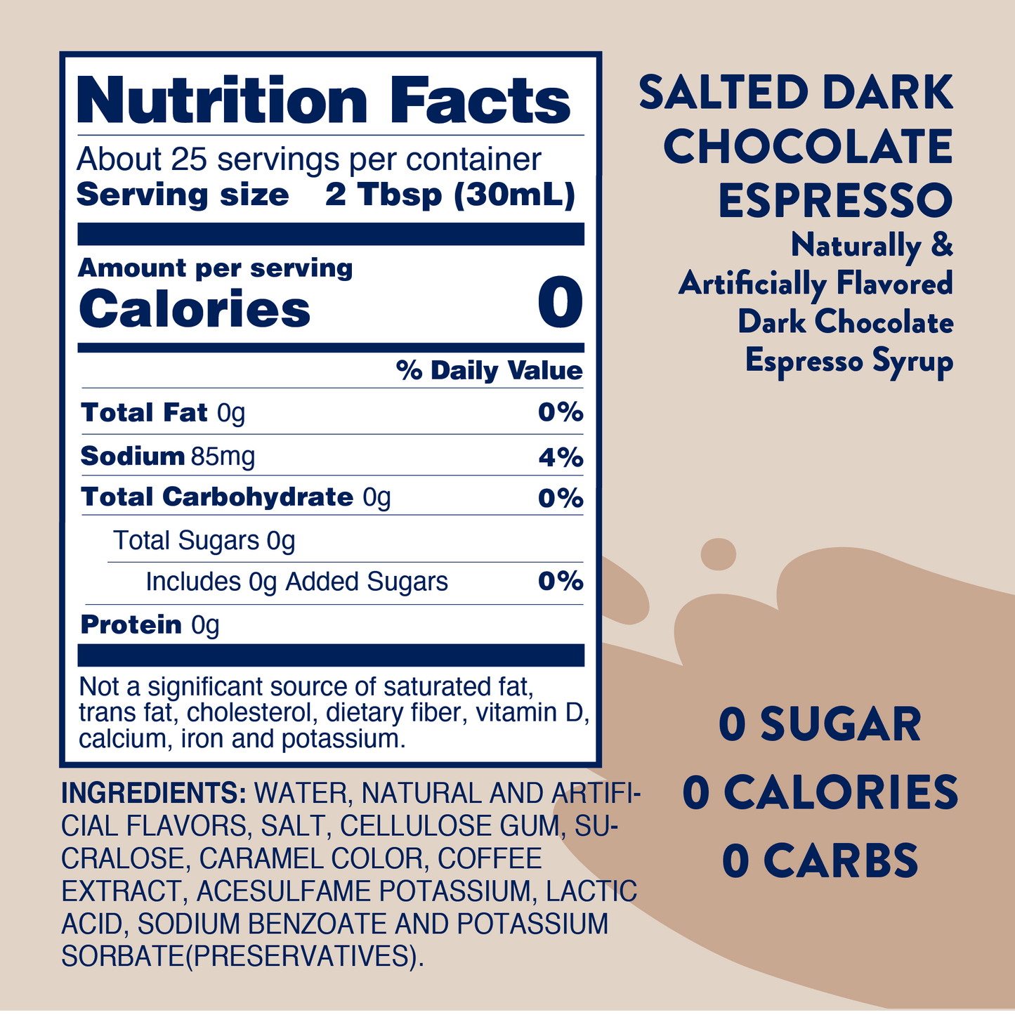 Jordan's Skinny Mixes - Sugar Free Salted Dark Chocolate Espresso Syrup