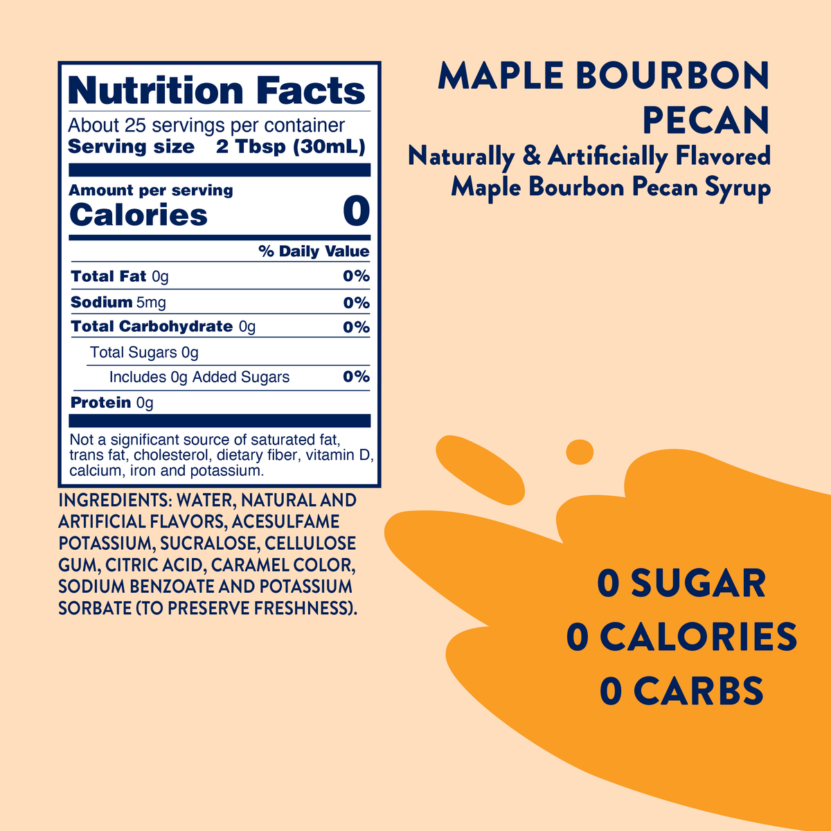Jordan's Skinny Mixes - Sugar Free Maple Bourbon Pecan Syrup