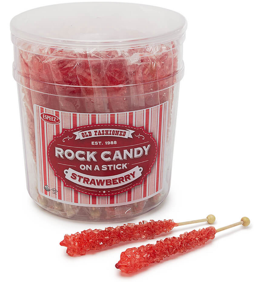 Candy Barn Express - Rock Candy On A Stick - Strawberry 36 Ct. Tub