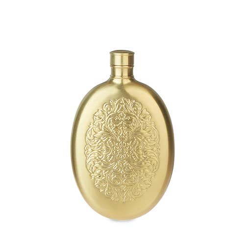 Twine - Brushed Brass Finish Filigree Flask - Gold
