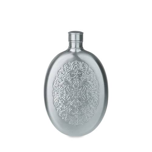 Twine - Brushed Brass Finish Filigree Flask - Silver