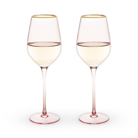 Twine - Garden Party: Rose Crystal White Wine Glass Set by Twine