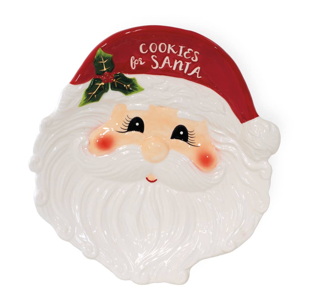 Boston International - Holly & Ivy Santa Ceramic Cookie Christmas Plate