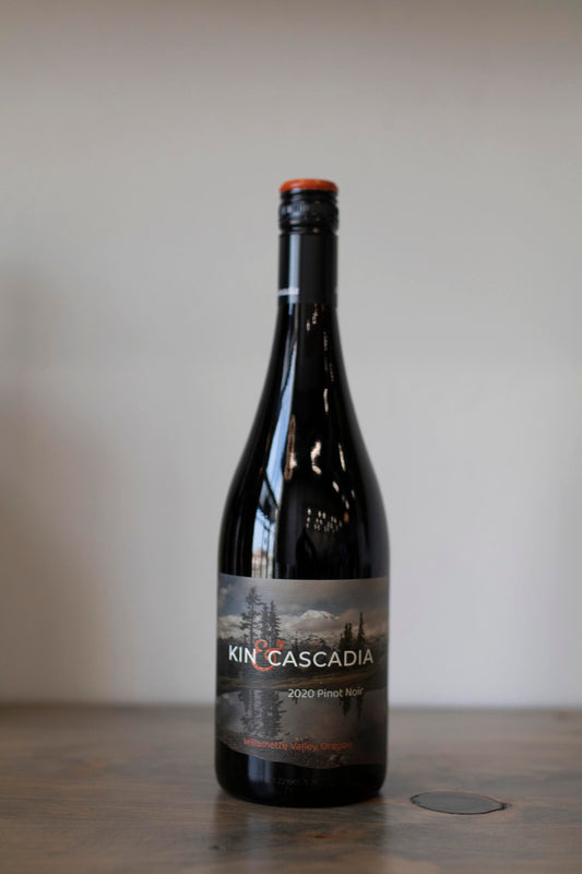 Bottle of Kin & cascadia pinot found at Vine & Board in 3809 NW 166th St Suite 1, Edmond, OK 73012